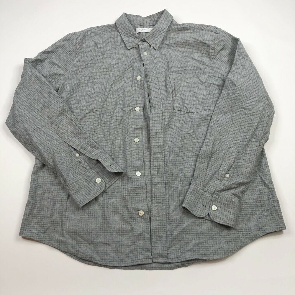 Everlane Large 17/35 Gray EUC Mens Button Front Long Sleeve Casual Shirt